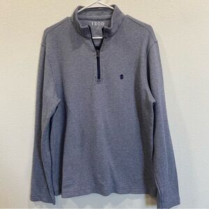 IZOD Pullover Men’s‎ 1/4 Zip Stretch Blue/White Cotton Blend M